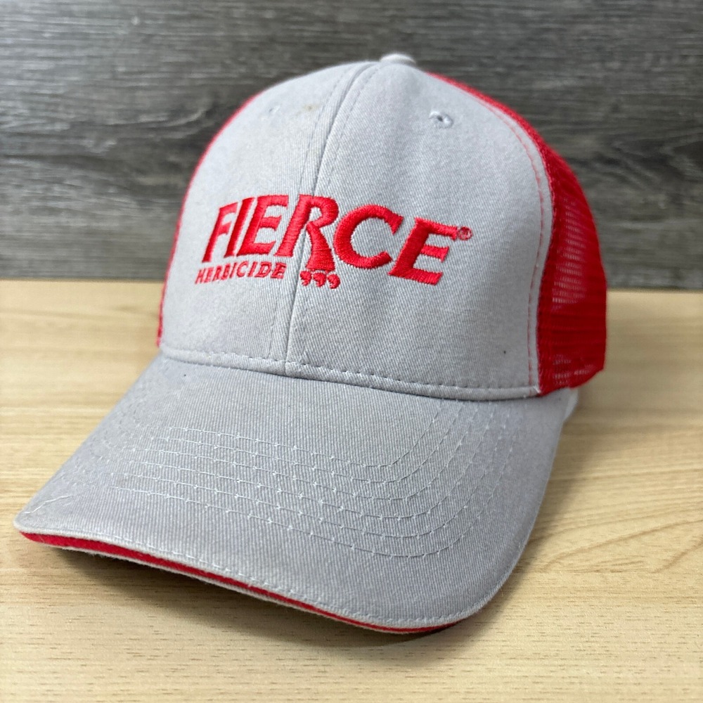 Fierce Herbicide Hat Strap Back Gray Red Baseball Cap One Size Adjustable